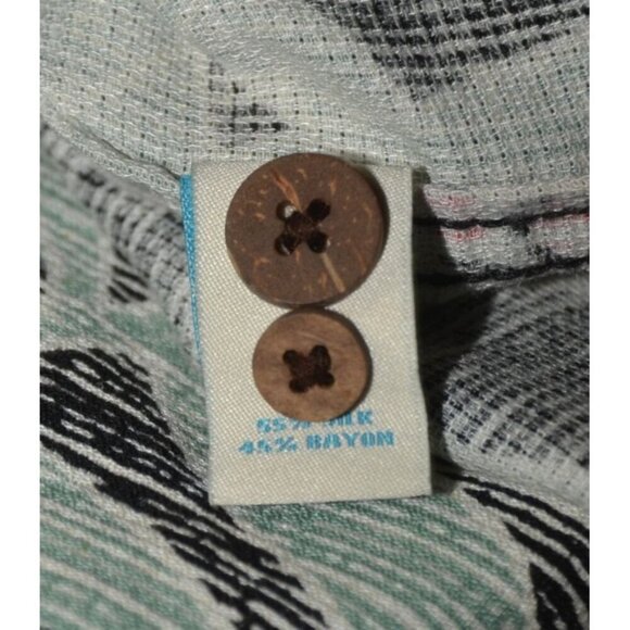 Caribbean Gray Hawaiian Camp Shirt Size XL Silk Blend Resort Beach - Picture 9 of 10